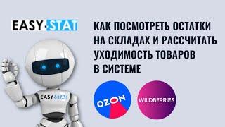 Как посмотреть остатки на складах OZON и рассчитать уходимость товаров в системе EASY-STAT?